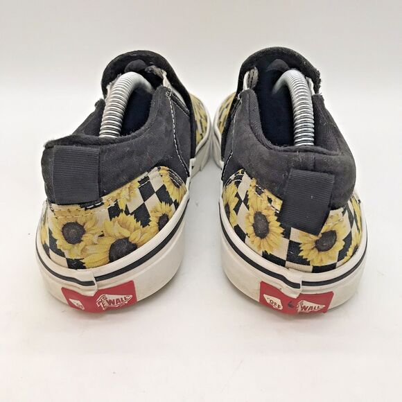 VANS Asher Sunflower Checkerboard Slip On Sneakers Women’s Missy 6 Skate Shoes - Picture 4 of 10